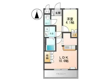 シャンドフルール(1LDK/1階)の間取り写真