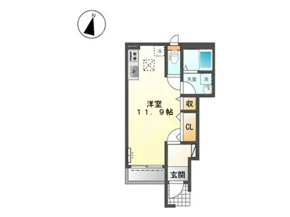 アジェラート23(ワンルーム/1階)の間取り写真