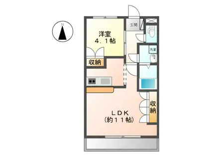 ウィズユーⅡ(1LDK/1階)の間取り写真