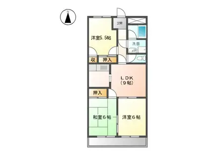 ENJYOⅡ(3DK/2階)の間取り写真