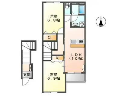 MSレーヴⅠ(2LDK/2階)の間取り写真