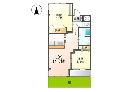 CREA21(2LDK/1階)の間取り写真