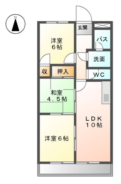 サンシャイン山川(3LDK/1階)の間取り写真