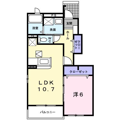 プラティークⅡ(1LDK/1階)の間取り写真