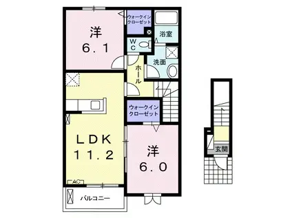 サンリット ヴィオラ(2LDK/2階)の間取り写真