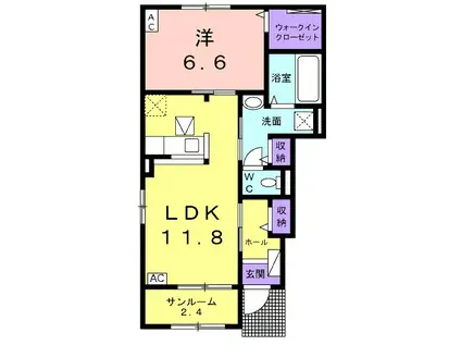 ボンダイⅢ(1LDK/1階)の間取り写真