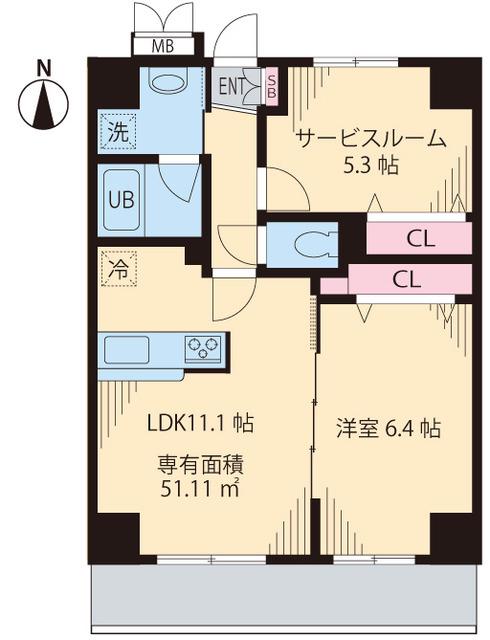 インペリアル パーク Ⅰ(1SLDK/3階)の間取り写真