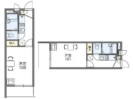レオパレスハナブサ NARA(1K/1階)の間取り写真
