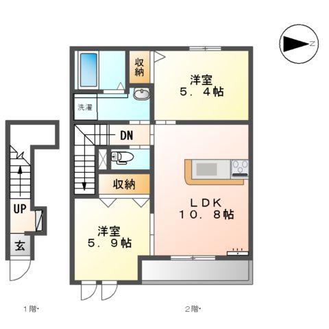 東海道本線 大垣駅 バス乗車時間：12分 大井町バス停で下車 徒歩3分 2階建 築13年(2LDK/2階)の間取り写真
