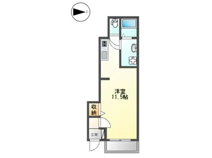 ランドスケープANDO Ⅱ(ワンルーム/1階)の間取り写真