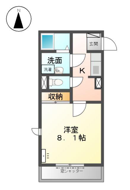 CRESTOR(1K/1階)の間取り写真