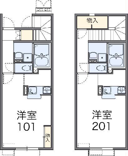 レオネクストブルースカイ琴塚(1K/1階)の間取り写真