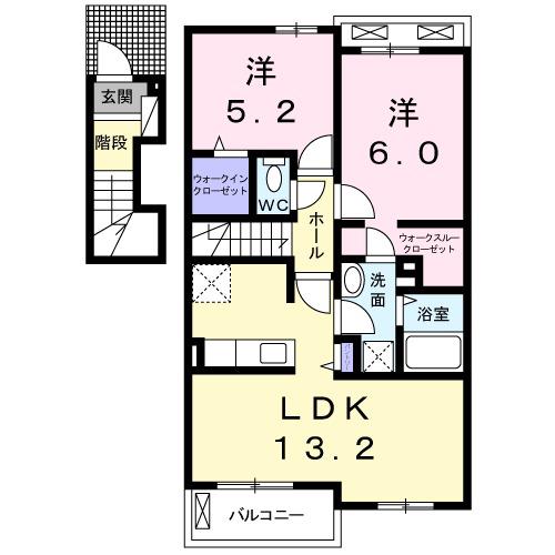 クレールⅤ(2LDK/2階)の間取り写真