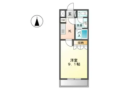 グリーンヒルズ(1K/2階)の間取り写真
