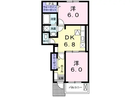 セイバリー(2DK/1階)の間取り写真
