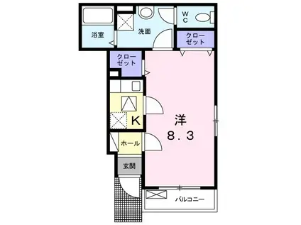 ジュネスメゾン八景2(1K/1階)の間取り写真