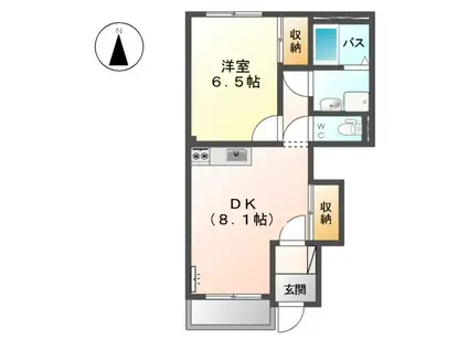 サンコートブロッコリー(1DK/1階)の間取り写真