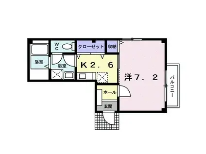 アヴェニール(1K/1階)の間取り写真