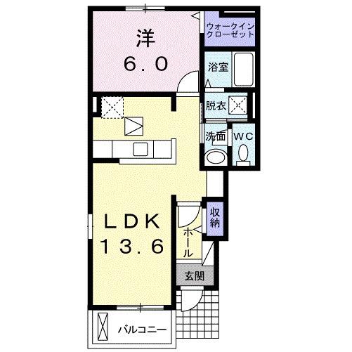 サバ-ビアン(1LDK/1階)の間取り写真