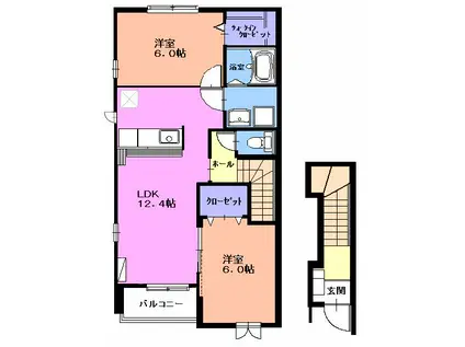 グランツA(2LDK/2階)の間取り写真