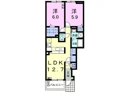 GLOIRE B(2LDK/1階)の間取り写真