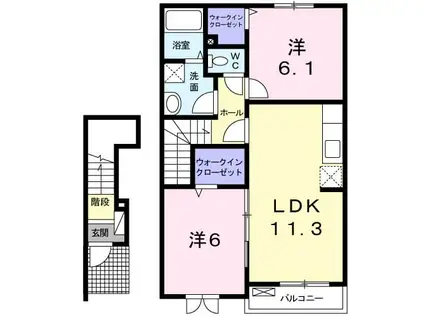 アルカンシエル・ド・ナナⅠ(2LDK/2階)の間取り写真