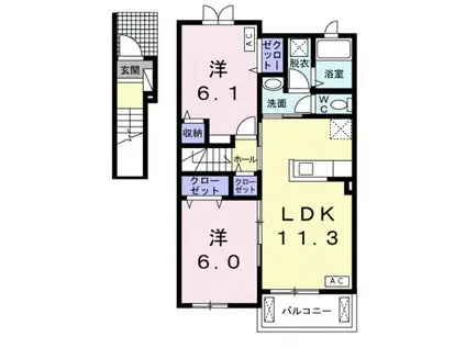 ラ・ルーチェⅢ(2LDK/2階)の間取り写真