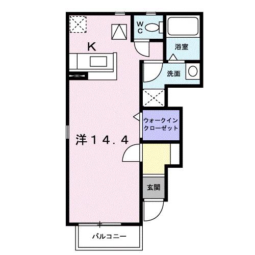 リバーサイドⅡ(ワンルーム/1階)の間取り写真