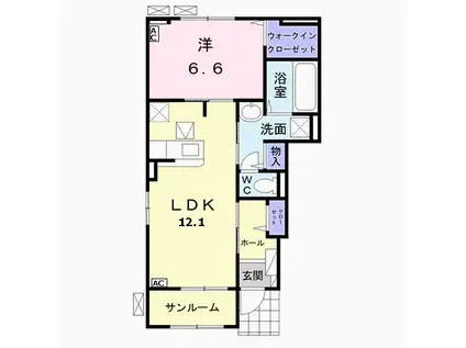 グランテージⅡ(1LDK/1階)の間取り写真