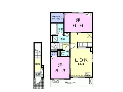 コンフォート長松Ⅲ(2LDK/2階)の間取り写真