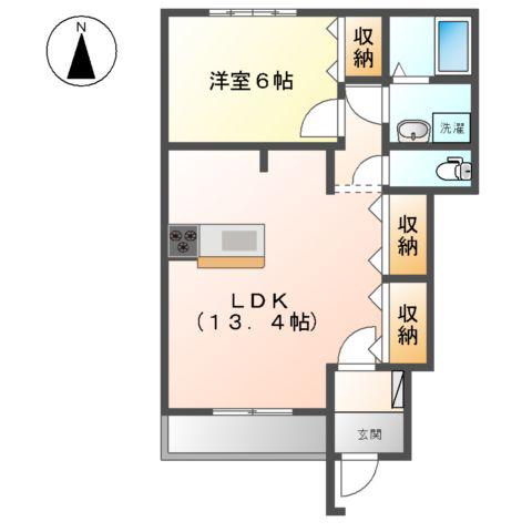 カサブランカ(1LDK/1階)の間取り写真