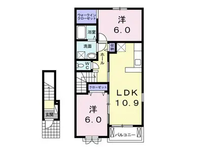 グランティアラⅠ(2LDK/2階)の間取り写真
