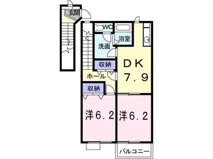 グレイスⅠ(2DK/2階)の間取り写真