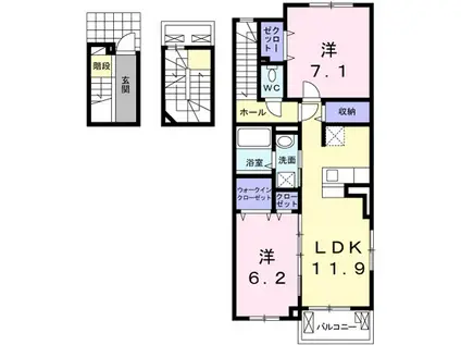 CASA BONITA Ⅱ(2LDK/3階)の間取り写真
