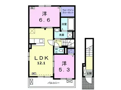 ソラーレ ローザⅠ(2LDK/2階)の間取り写真
