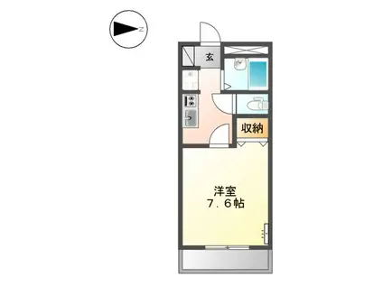 名鉄各務原線 市民公園前駅 徒歩13分 2階建 築27年(1K/2階)の間取り写真