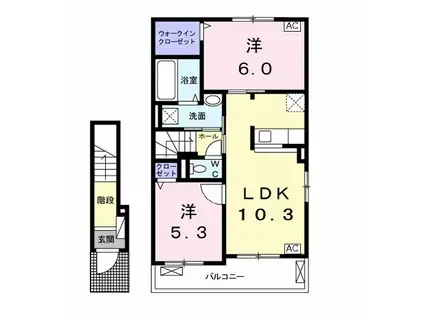 ビッグ フラップⅠ(2LDK/2階)の間取り写真
