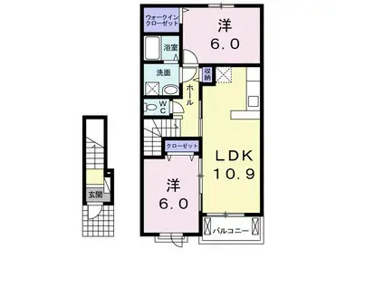 シャルム グラースB(2LDK/2階)の間取り写真
