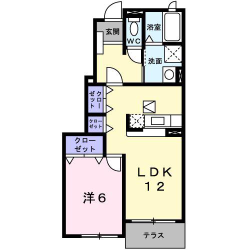 レーベンツォーネⅢ(1LDK/1階)の間取り写真
