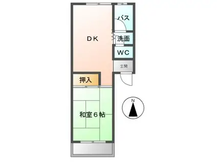 シャルマンパレスUⅠ(1DK/2階)の間取り写真