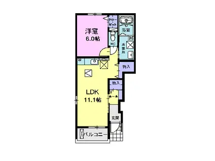 東海道本線 尾張一宮駅 バス乗車時間：13分 名鉄九日市場バス停で下車 徒歩19分 2階建 築15年(1LDK/1階)の間取り写真