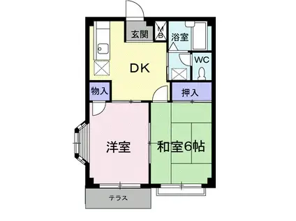 エルディム北C(2DK/1階)の間取り写真