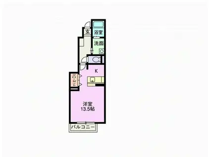 セレーノA(1K/1階)の間取り写真