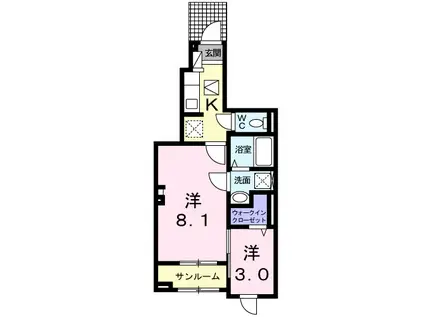 サンライズⅢ(2K/1階)の間取り写真