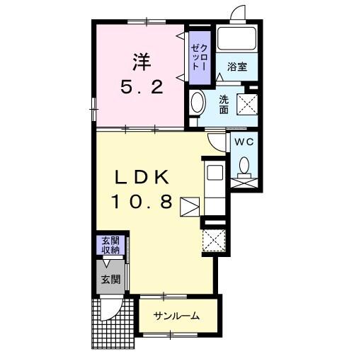 グランツ R Ⅰ(1LDK/1階)の間取り写真