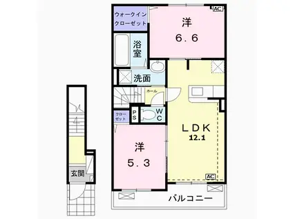 フィオーレ(2LDK/2階)の間取り写真