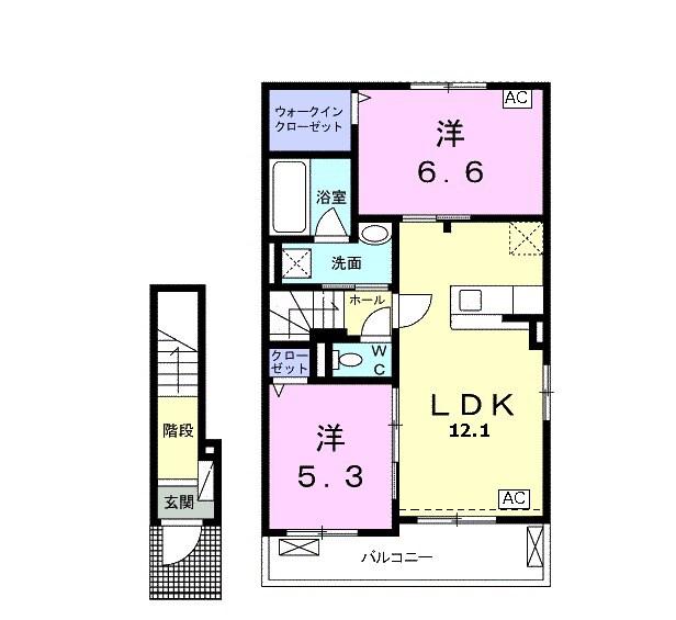 トゥモロー Ⅰ(2LDK/2階)の間取り写真