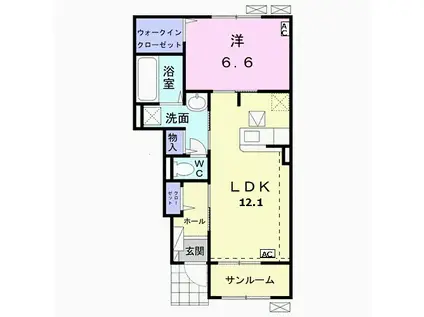 トゥモロー Ⅲ(1LDK/1階)の間取り写真