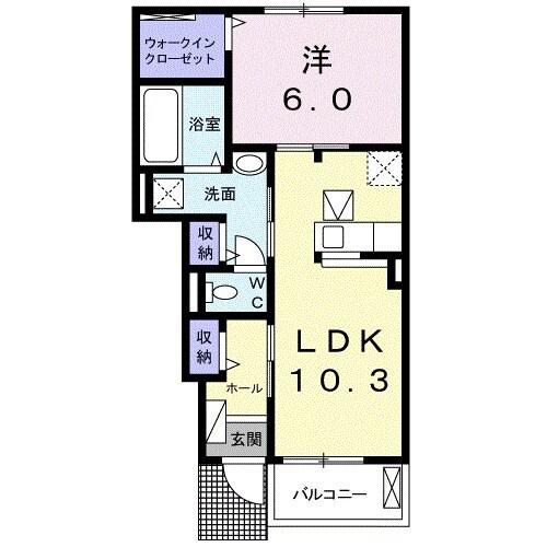 クローリス Ⅰ(1LDK/1階)の間取り写真