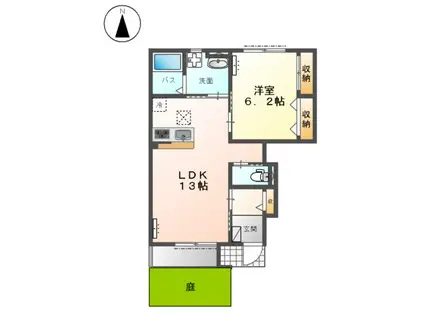 エクセラン(1LDK/1階)の間取り写真
